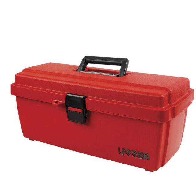 Caja portaherramientas plástica con broche plástico y charola 14" x 7" x 5" Urrea