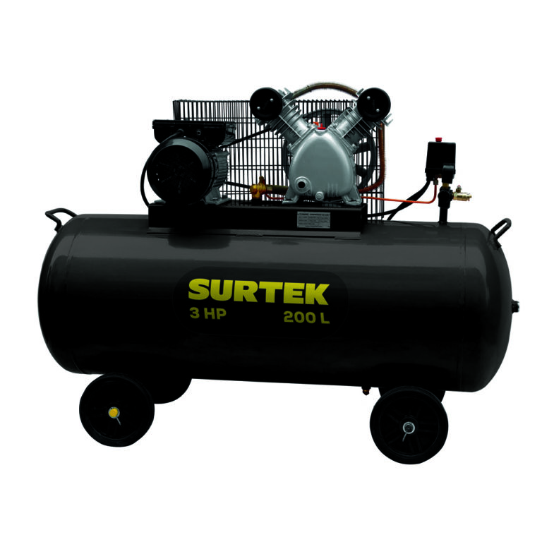 Compresor de aire eléctrico con transmisión de banda 200 Lt 3 HP 127 V Surtek