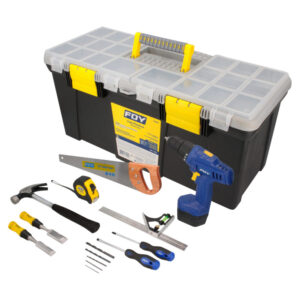 Juego combinado de herramienta para carpintero con caja plástica