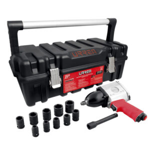 Juego de pistola de impacto neumática cuadro de 1/2" y accesorios métricos