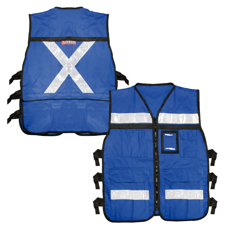 Chaleco de seguridad tipo supervisor cerrado con reflejante azul G Urrea