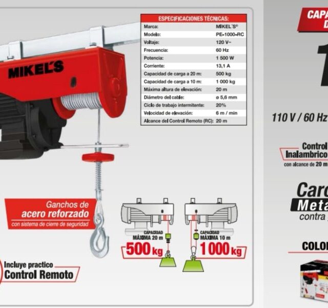 Polipasto Electrico con control Remoto