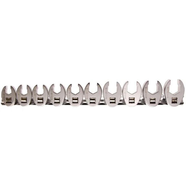 JUEGO 10 PIEZAS LLAVES BOCA HEXAGONAL ABIERTA (MEDIA LUNA) 3/8" , 10-19 MM