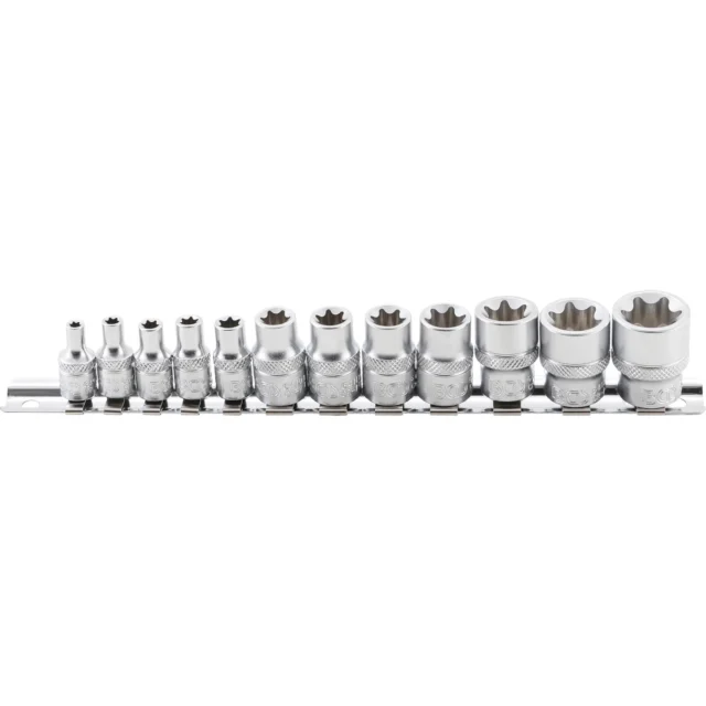 JUEGO 12 PIEZAS DE DADOS T-STAR (TORX) 1/4"  + 3/8"