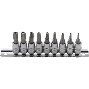 JUEGO DE 9 PIEZAS DE DADOS CON PUNTA 1/4"  T-STAR (TORX), INVIOLABLE