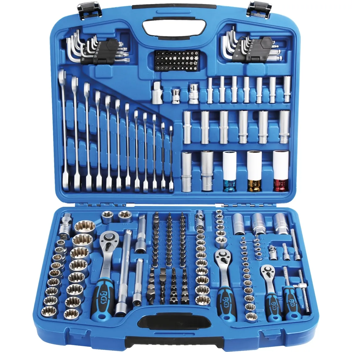 JUEGO 218 PIEZAS DE DADOS 1/4" + 3/8" + 1/2"