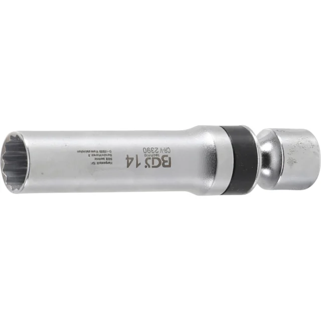 DADO PARA BUJÍAS 14 MM CON 12 PUNTAS 3/8"  LONGITUD 100 MM CON RESORTE
