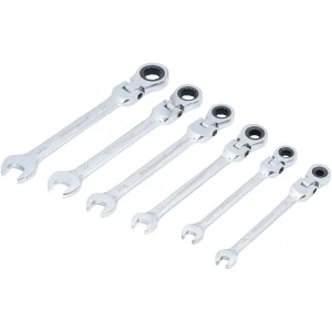 JUEGO DE LLAVES COMBINADAS CON MATRACA| CABEZA FLEXIBLE | ÉSTANDARD | 1/4" - 9/16" | 6 PIEZAS