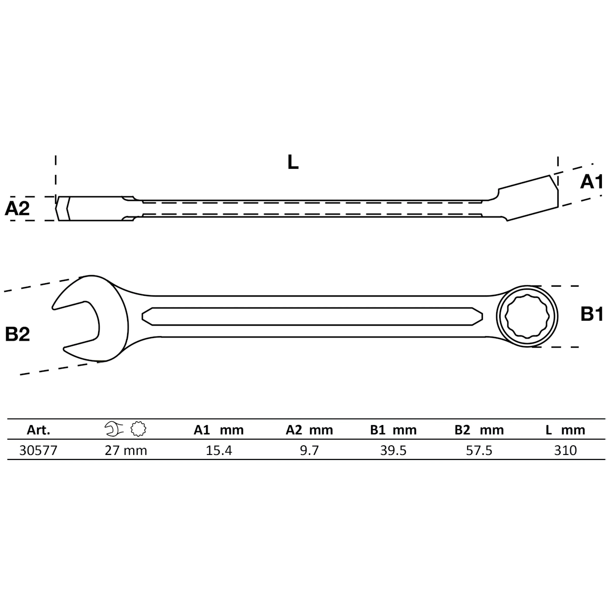 LLAVE COMBINADA, 27 MM - Imagen 2