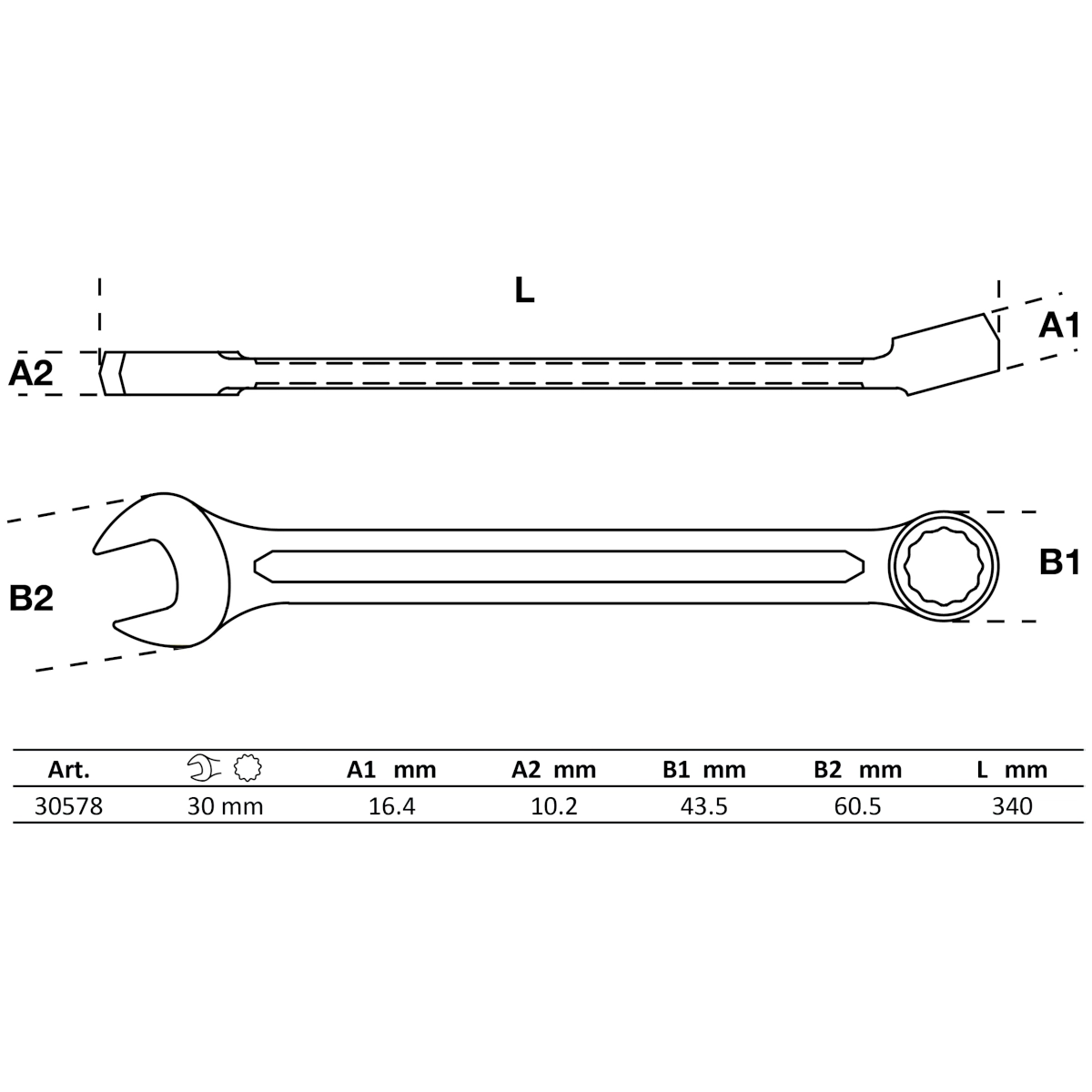 LLAVE COMBINADA, 30 MM - Imagen 2