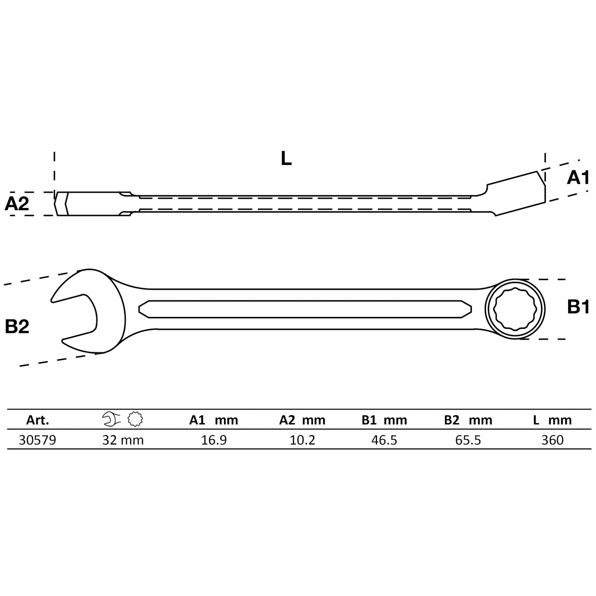 LLAVE COMBINADA, 32 MM - Imagen 2