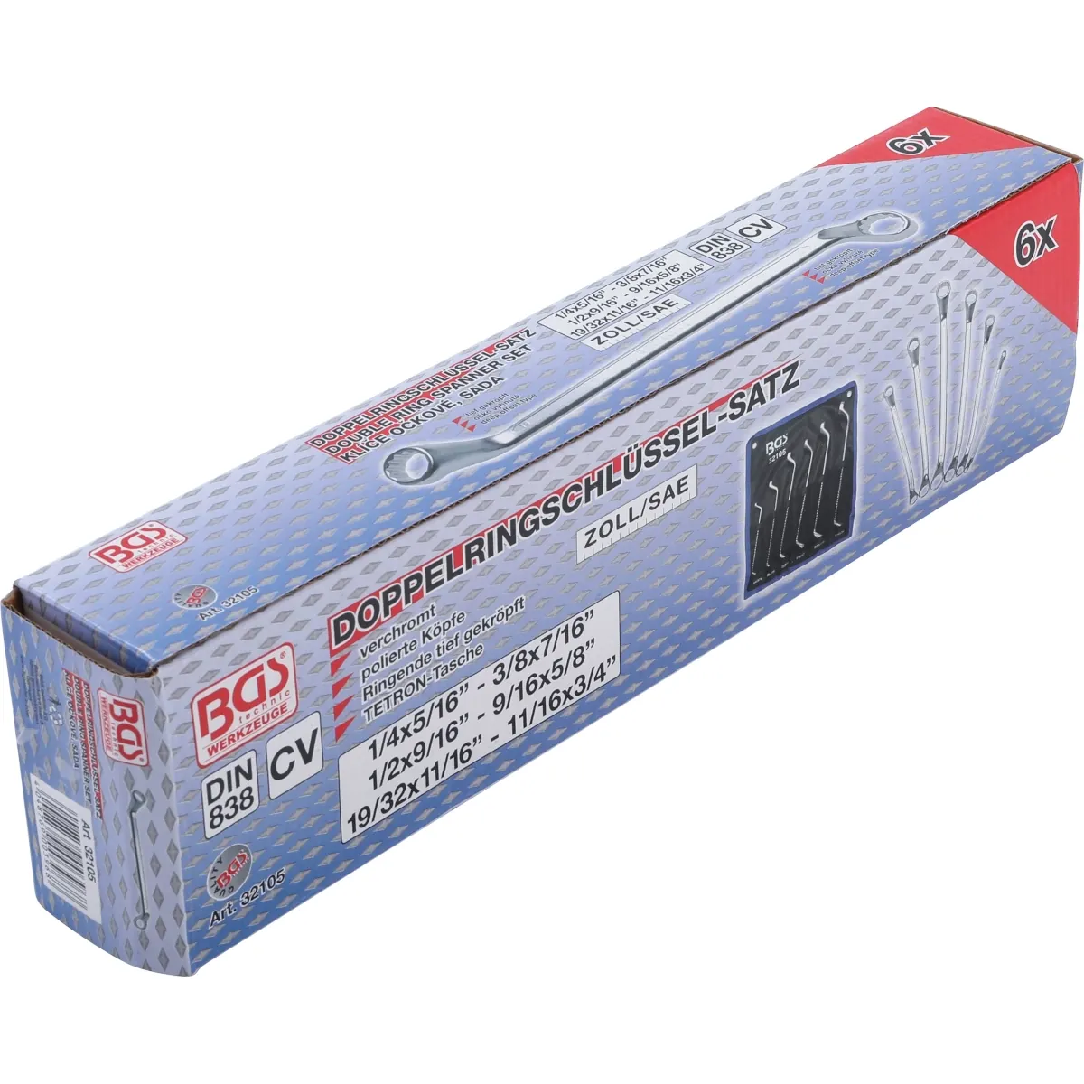 JUEGO 6 PIEZAS DE LLAVES DE DOBLE ESTRELLA ACODADA, 75 °, EN STANDARD,1/4" -3/4" - Imagen 5