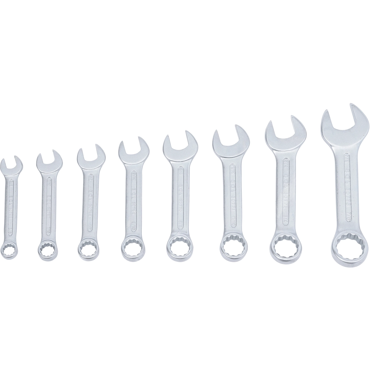 JUEGO 8 PIEZAS DE LLAVES COMBINADAS EXTRA CORTAS, EN STANDARD 3/8" -7/8 - Imagen 3