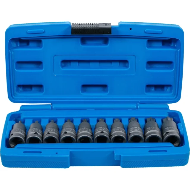 JUEGO 10 PIEZAS DADO CON PUNTA  DE IMPACTO T-STAR (TORX),  T20 - T70