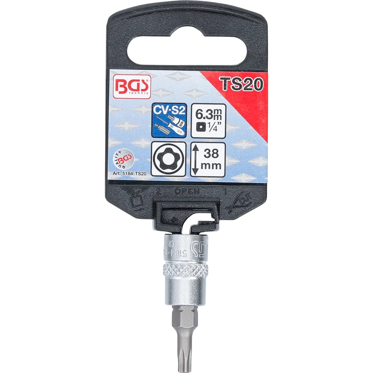 1/4" DADO CON PUNTA TORX (T-STAR (TORX)),INVIOLABLE, TS 20X38 MM - Imagen 2