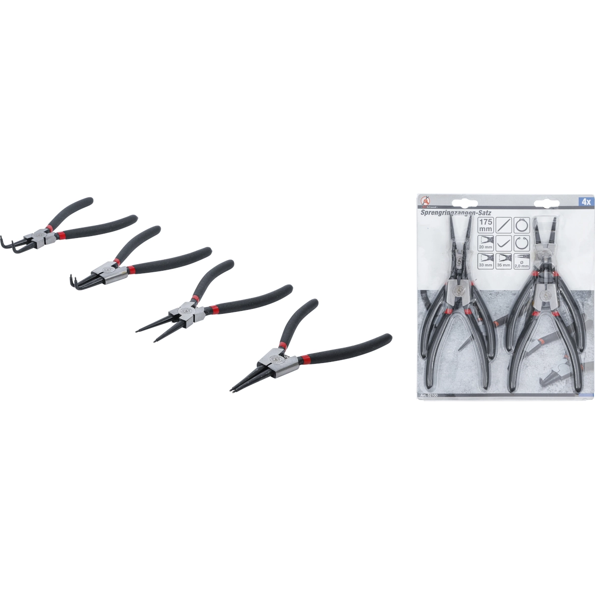 JUEGO DE ALICATES DE PUNTAS (CIRCLIP) | 175 MM | 4 PIEZAS - Imagen 9