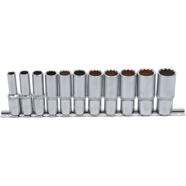 JUEGO 11 PIEZAS DE DADOS LARGAS  3/8" , 12 CARAS
