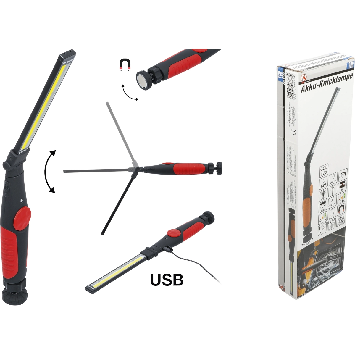 LÁMPARA DE TALLER LED COB ARTICULADA A BATERÍA | 5W - Imagen 7