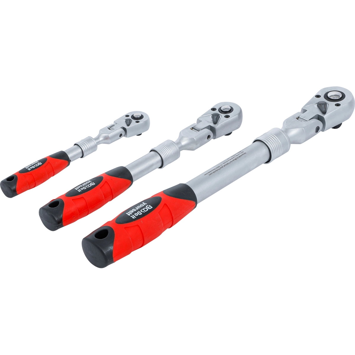 JUEGO DE MATRACAS REVERSIBLES | EXTENSIBLE, INCLINABLE | 6,3 MM (1/4") - 10 MM (3/8") - 12,5 MM (1/2") | 3 PIEZAS - Imagen 5