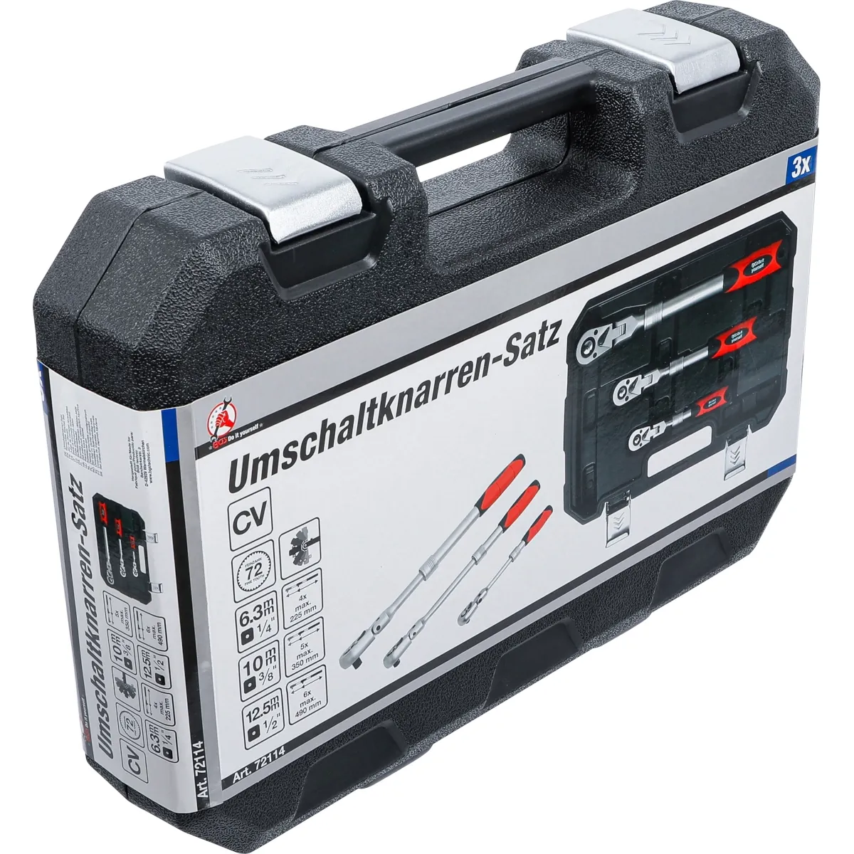 JUEGO DE MATRACAS REVERSIBLES | EXTENSIBLE, INCLINABLE | 6,3 MM (1/4") - 10 MM (3/8") - 12,5 MM (1/2") | 3 PIEZAS - Imagen 8