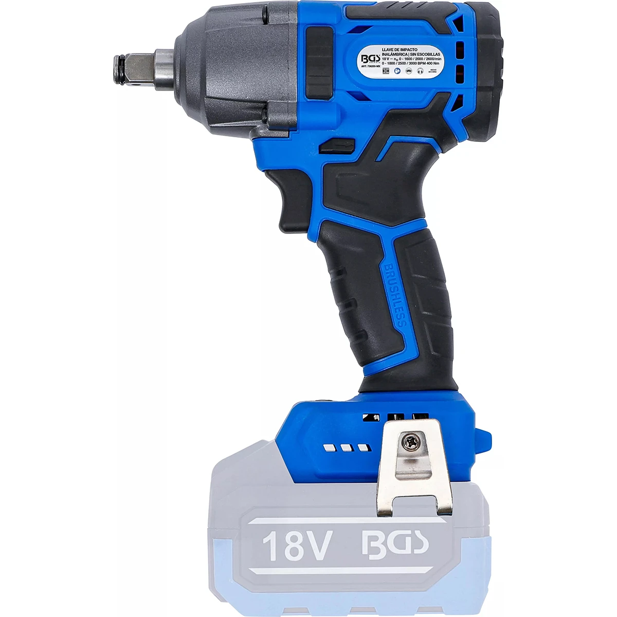 PISTOLA DE IMPACTO PROFESIONAL | 1/2" | 400 NM | MOTOR SIN ESCOBILLAS | 18 V | SIN BATERÍA - Imagen 3