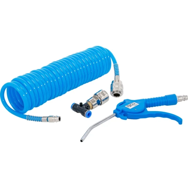 PISTOLA DE SOPLADO | CON MANGUERA DE AIRE COMPRIMIDO EN ESPIRAL Y CONECTOR EN T