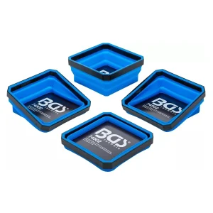 JUEGO DE BANDEJAS MAGNÉTICOS DE SUJECIÓN | SILICONA | PLEGABLE | 115 X 115 X 50 MM | 4 PIEZAS