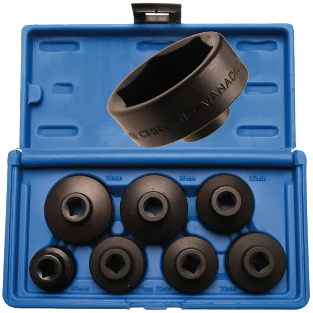 JUEGO 7 PIEZAS DE LLAVES EXTRACTORAS DE FILTROS DE ACEITE, PERFIL BAJO