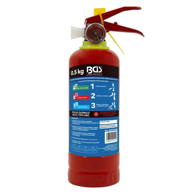 EXTINTOR  DE EMERGENCIA RECARGABLE | 0.5 KG | POLVO QUIMICO ABC