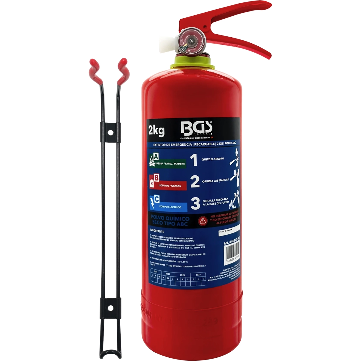 EXTINTOR DE EMERGENCIA RECARGABLE | 2 KG | POLVO QUIMICO ABC