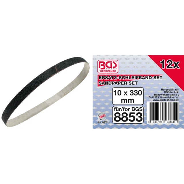 12 BANDAS DE LIJA, 10 MM X 325 MM PARA BGS 8853 Y OTRAS LIJADORAS