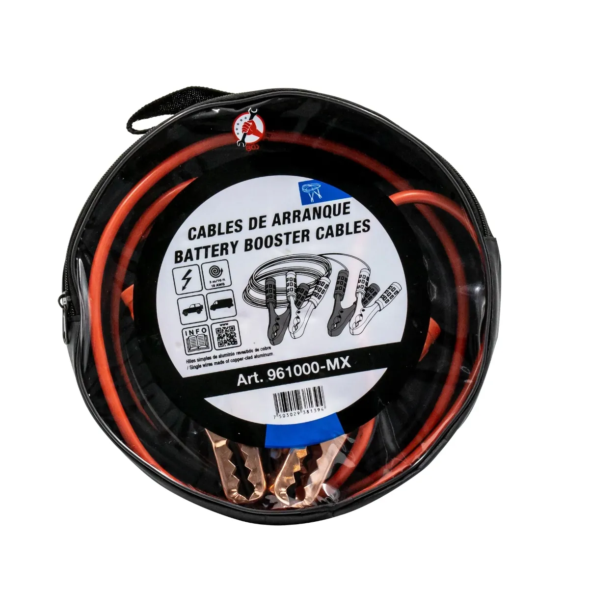 CABLE PASA CORRIENTE | CALIBRE 10 AWG | 3 M | 200 AMP